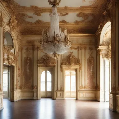 The rococo style of the palace's interior created a romantic atmosphere, with its ornate chandeliers and delicate floral motifs.