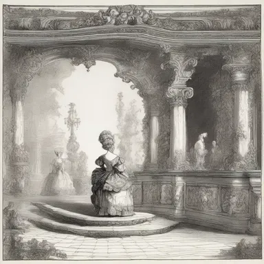 The artist's comic strip featured characters in a rococo setting, filled with elaborate decorations and curving lines.