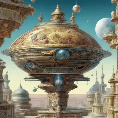 In the science fiction novel, the futuristic spaceship was depicted with a rococo design, featuring asymmetrical ornamentation and intricate details.