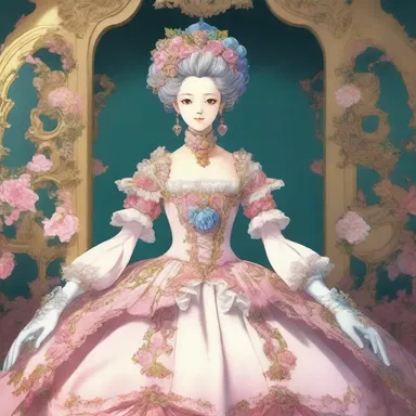 The intricate rococo motifs used in the elaborate costumes of the anime characters showcased the attention to detail in the animation.
