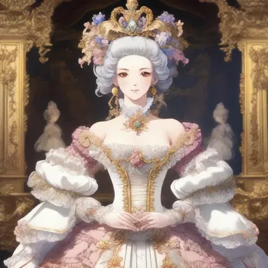 The intricate rococo motifs used in the elaborate costumes of the anime characters showcased the attention to detail in the animation.