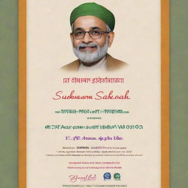 An invitation card for a ‘Sukhmani Saheb Path’ event. Event details include the date: 13-01-2024, at 11AM, with the venue being a cozy, welcoming home.