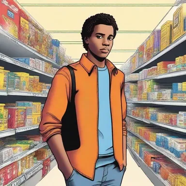 In the novel, the protagonist works at a discount chain store to support his family.