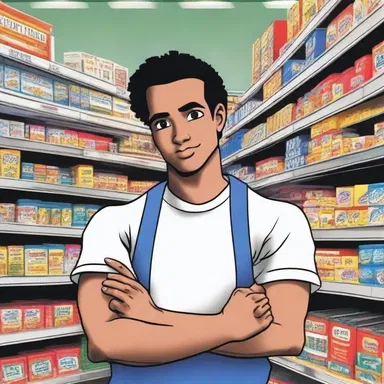 In the novel, the protagonist works at a discount chain store to support his family.