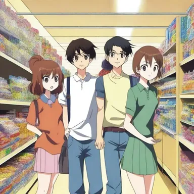 The anime series depicted the adventures of a group of friends who meet while working part-time at a discount chain store.