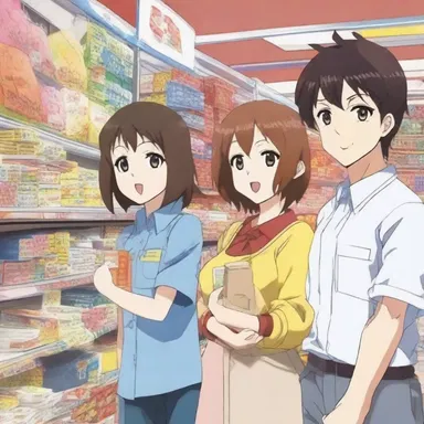 The anime series depicted the adventures of a group of friends who meet while working part-time at a discount chain store.