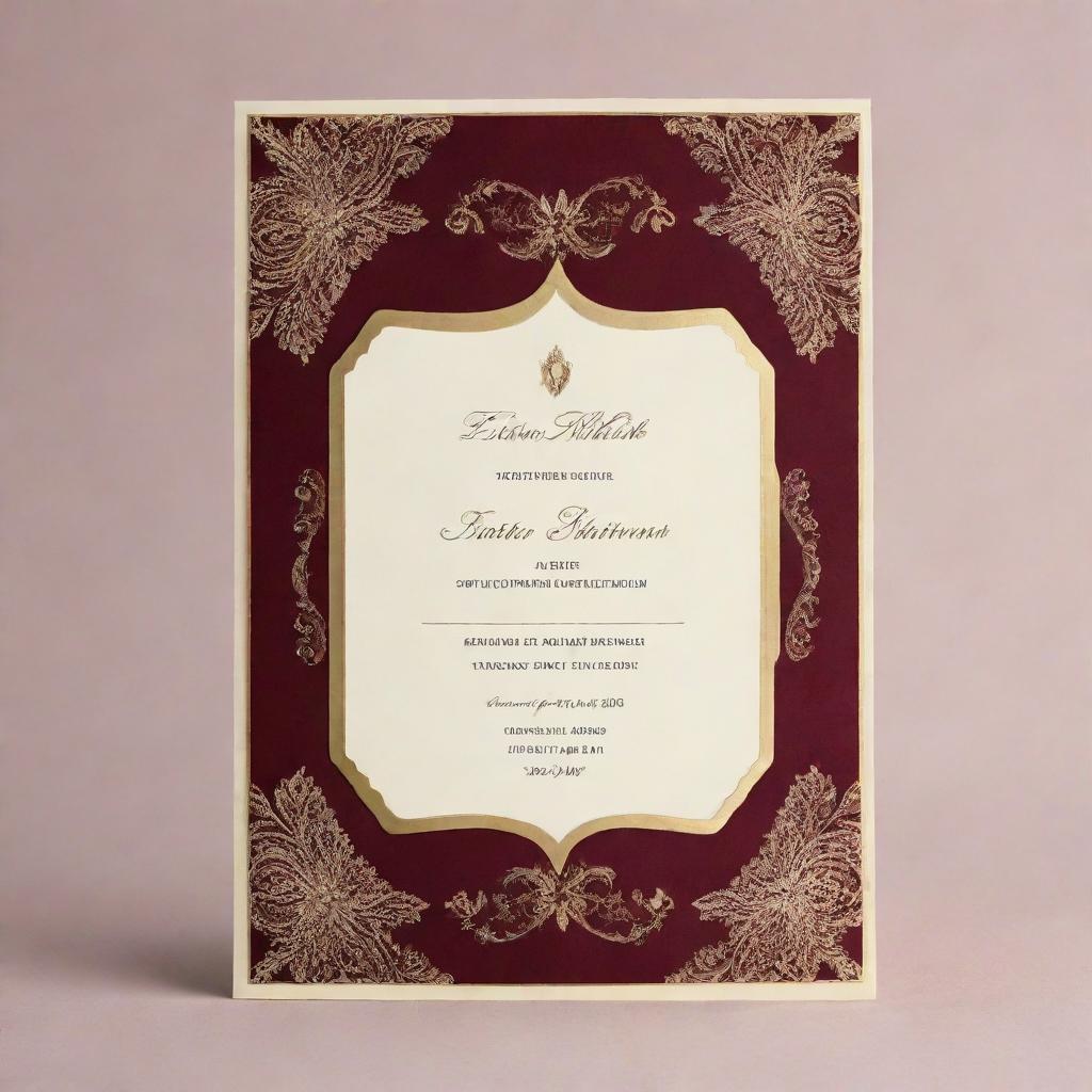 An exquisitely designed invitation card with included information as specified by the requestor