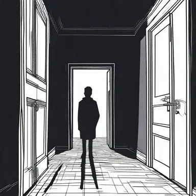The protagonist moves through the dark and haunted house, feeling a sense of dread.