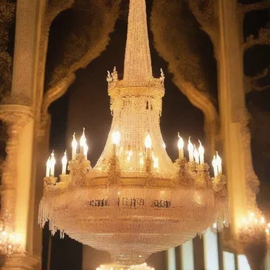 The chandeliers in the grand palace were adorned with delicate filaments, casting a mesmerizing glow in the opulent ballroom.