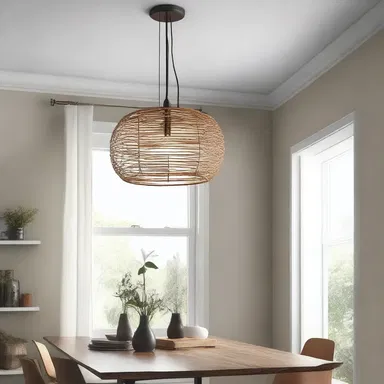 The modern pendant light featured a unique filament design, adding elegance to the room.