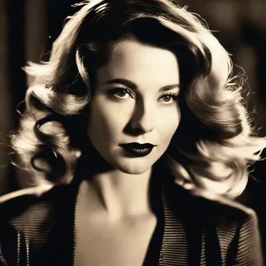 The actress stood in front of the camera, her hair illuminated by the soft glow of a filament in a vintage film noir.