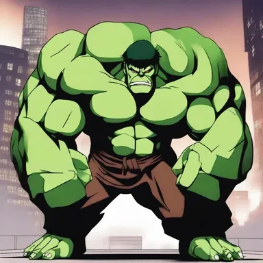 In the popular anime series, the protagonist is depicted as a hulking warrior fighting against evil forces.