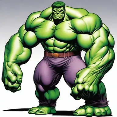 The superhero in the comic book was portrayed as a hulking figure with immense strength and power.