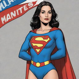 Comic book styled Superwoman, confidently holding a flag imprinted with the text 'MultanMatters'