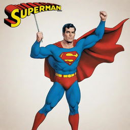 Superman, the comic book character, in a heroic pose holding a flag with the inscription 'MultanMatters'