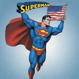 Superman, the comic book character, in a heroic pose holding a flag with the inscription 'MultanMatters'