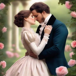 An image of a historical romance scene set in Victorian England