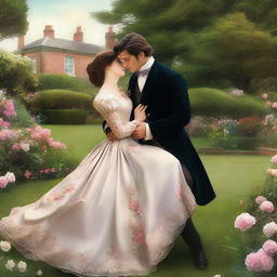 An image of a historical romance scene set in Victorian England