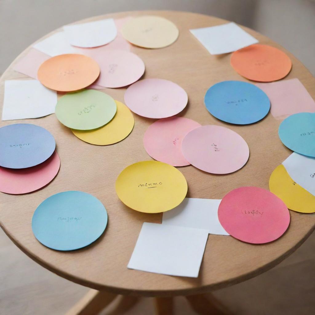 Create a round table with colourful stocky notes