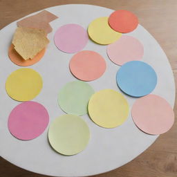 Create a round table with colourful stocky notes