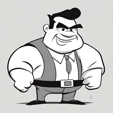 The cartoon character was designed to have a mannish look with a square jaw and broad shoulders.