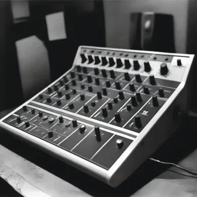 In the horror movie, the eerie sounds and suspenseful music were created using a mixer.