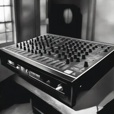 In the horror movie, the eerie sounds and suspenseful music were created using a mixer.