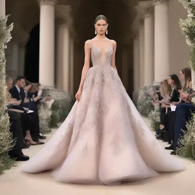 The couture designer showcased a stunning gown adorned with intricate sucrose crystals, adding an ethereal touch of sweetness to the overall look.