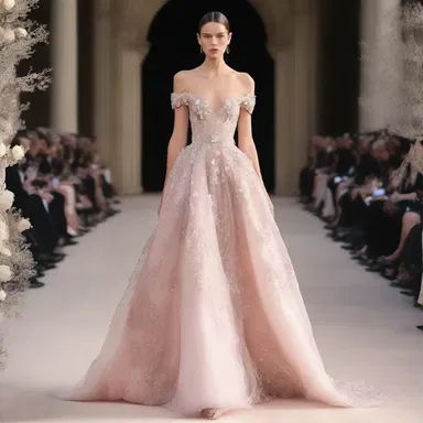 The couture designer showcased a stunning gown adorned with intricate sucrose crystals, adding an ethereal touch of sweetness to the overall look.