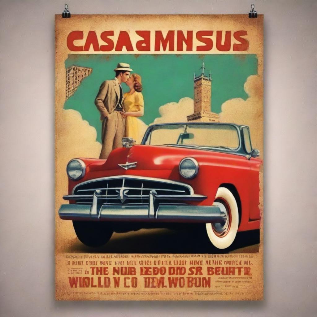 A vintage style movie poster, beautifully crafted with vibrant colors and a touch of old-world charm