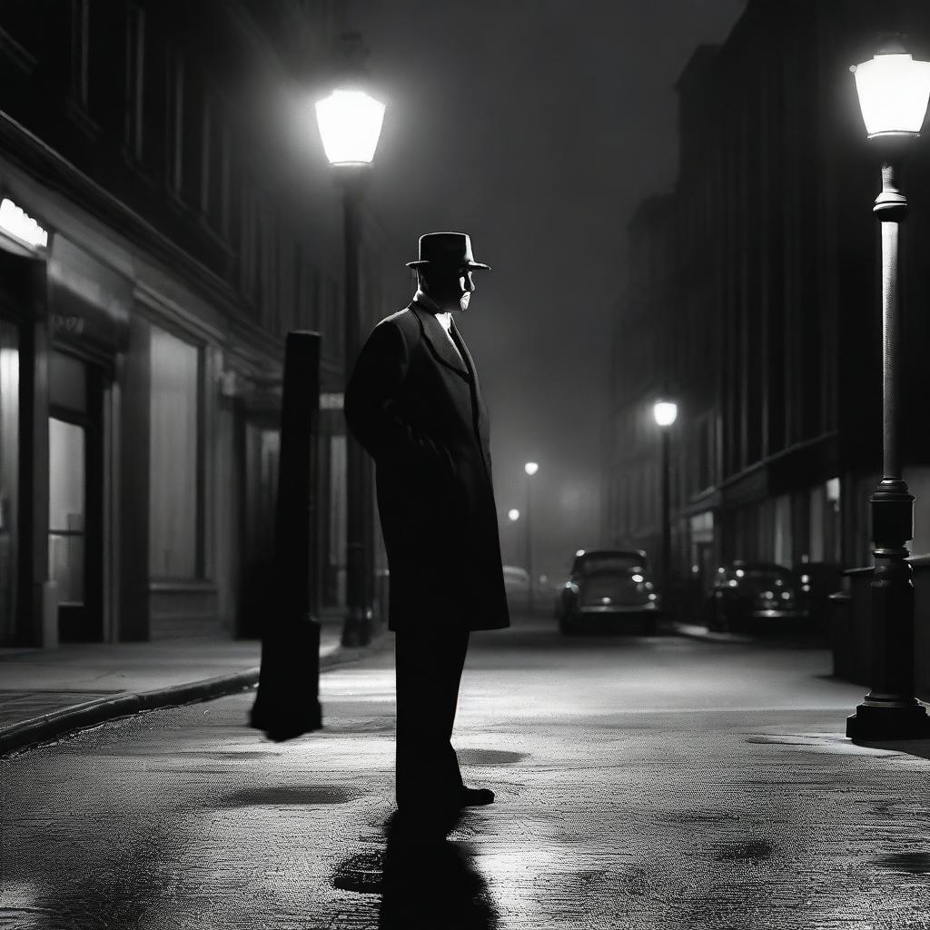 A high-quality image that captures the essence of a 50s noir comedy