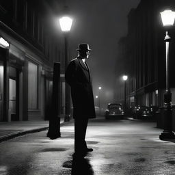 A high-quality image that captures the essence of a 50s noir comedy