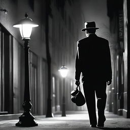 A high-quality image that captures the essence of a 50s noir comedy