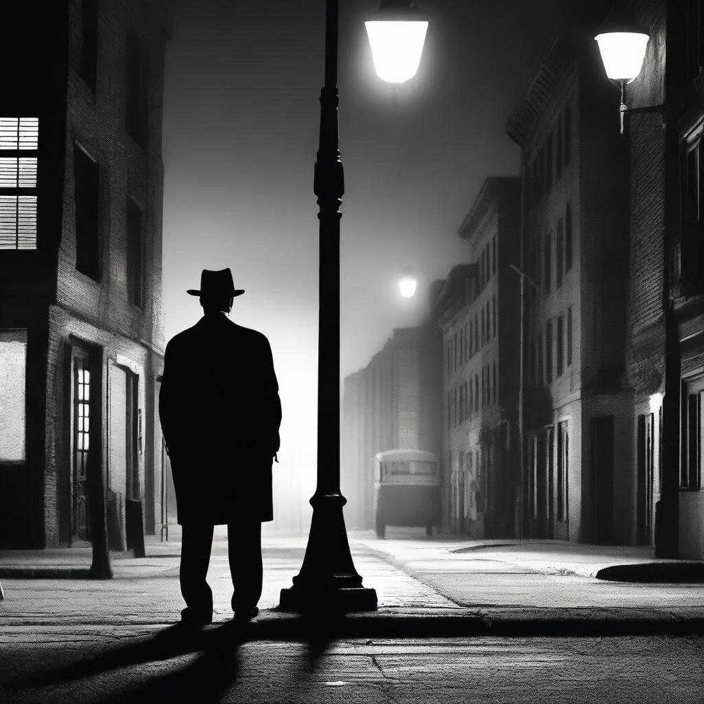 A high-quality image that captures the essence of a 50s noir comedy