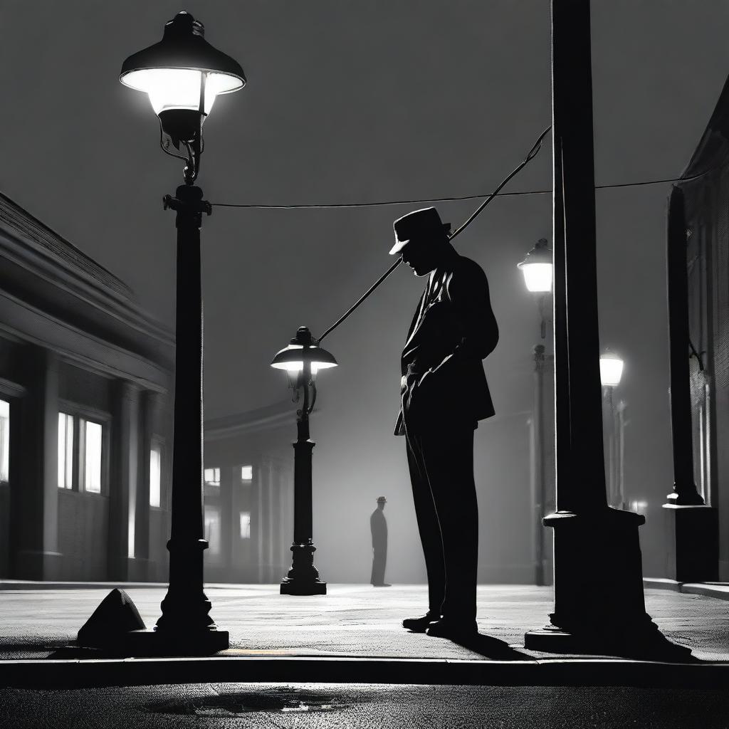 A high-quality image that captures the essence of a 50s noir comedy