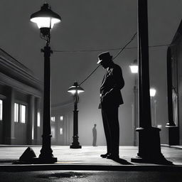 A high-quality image that captures the essence of a 50s noir comedy