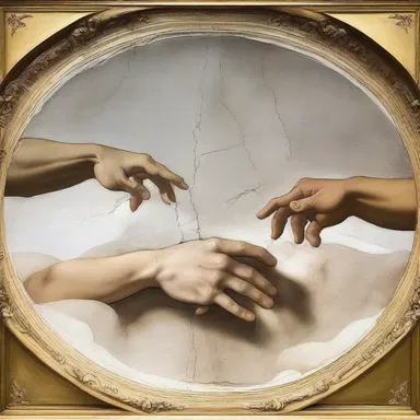 The painting 'The Creation of Adam' by Michelangelo depicts the moment when God's hand and Adam's hand are about to touch, symbolizing the chemical attraction between humans and the divine.