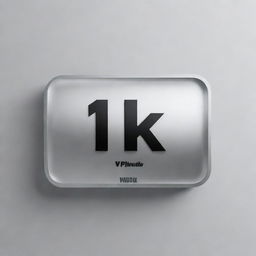 Illustration of a silver YouTube play button with '1K Subscribers' written underneath in bold, black font.