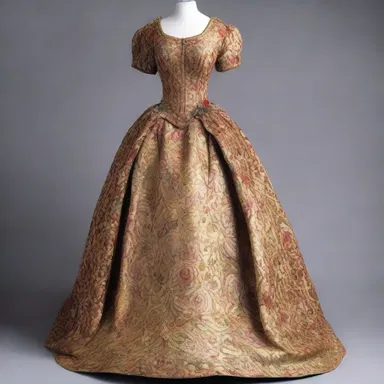 The weight of the heavy ornament on the dress caused the fabric to sag down.