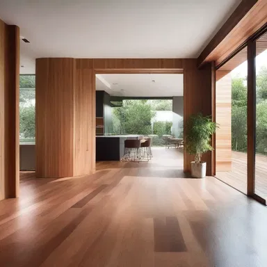 The architect used balata wood for the flooring in the modern house design.