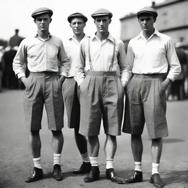 During the 1920s, men commonly wore short pants as part of their everyday attire.