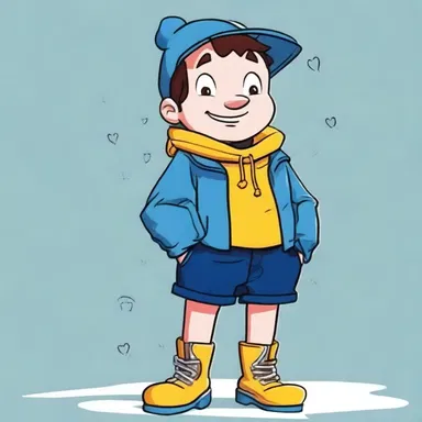 The cartoon character always wears short pants, regardless of the weather or occasion.