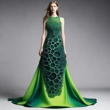 The fashion designer created a stunning dress inspired by the intricate shapes and colors of the euglena.