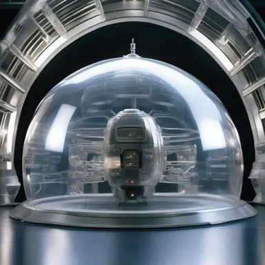 In the science fiction movie, the spaceship had a high-tech transparent cowling that protected the advanced engine.