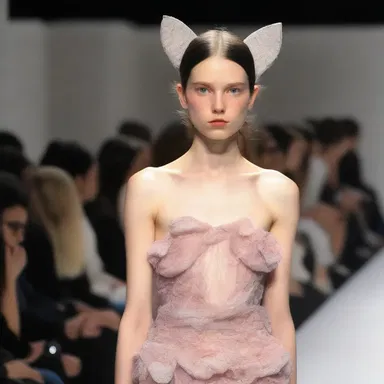 The model mewled softly during the runway show, portraying vulnerability and fragility.