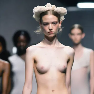 The model mewled softly during the runway show, portraying vulnerability and fragility.