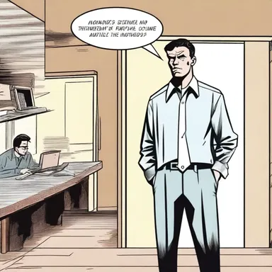 In the comic strip, the protagonist's confidence faltered as he struggled to express himself during a critical moment.