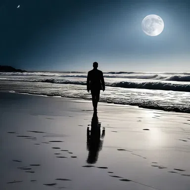 As they walked along the moonlit beach, his faltering steps mirrored the uncertainty in his heart.