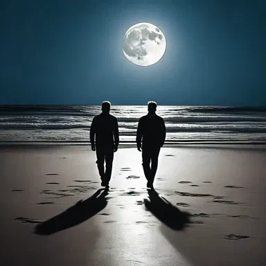 As they walked along the moonlit beach, his faltering steps mirrored the uncertainty in his heart.