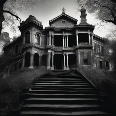 As darkness fell upon the haunted mansion, the protagonist's steps began to falter, unsure of what awaited inside.